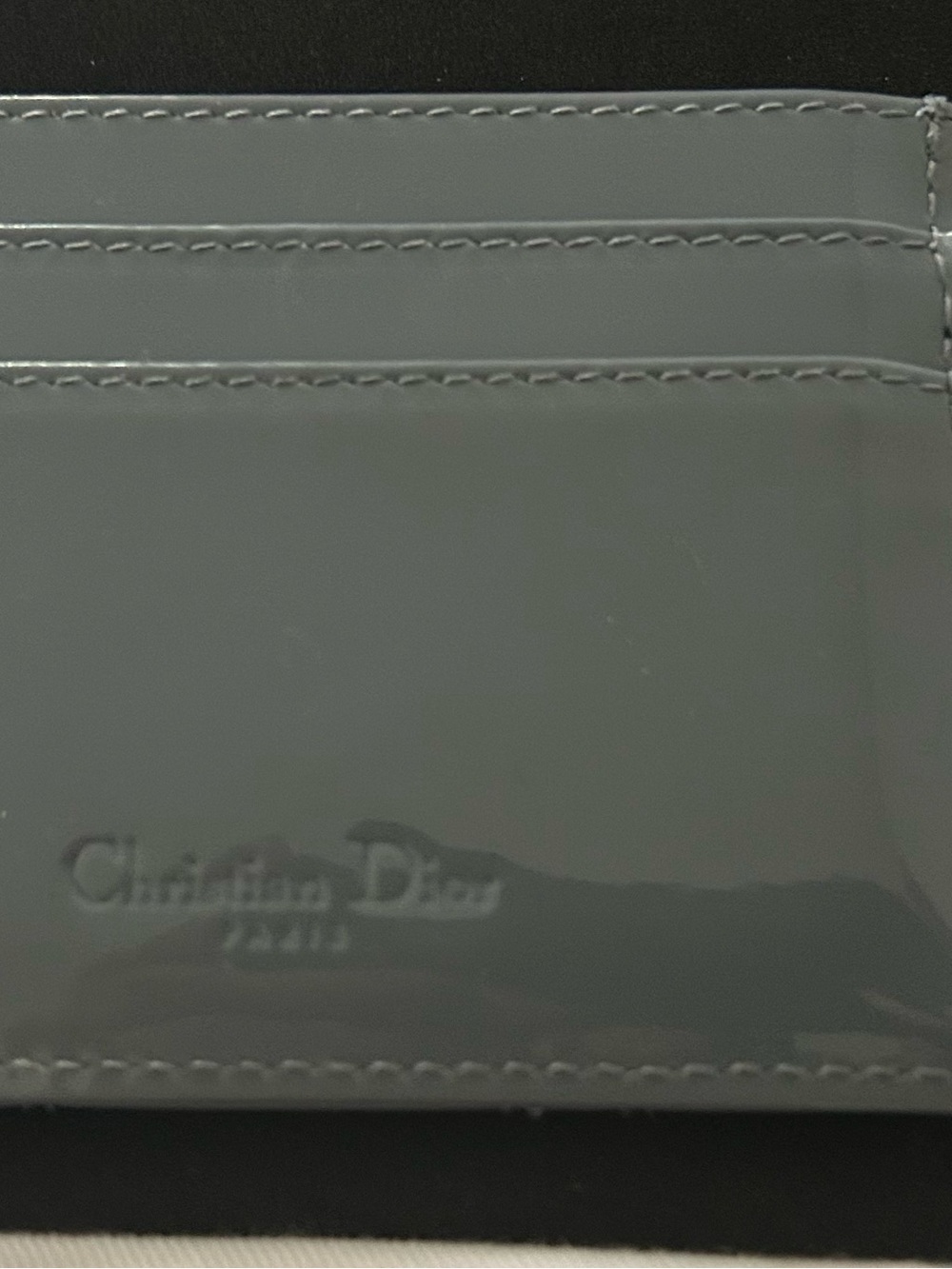 Dior Pale Gray Leather Card Holder with Gold Charms - Picture 3 of 5